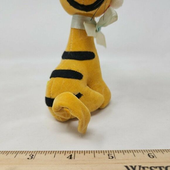 VINTAGE MADE IN JAPAN PLUSH PRIZE TIGER CAT PIG TAIL ANIMAL TOY DOLL FELT EYES - Picture 6 of 7